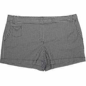 Loft Gingham Plaid Shorts Black and White Women's Size 18 Cotton‎ Stretch